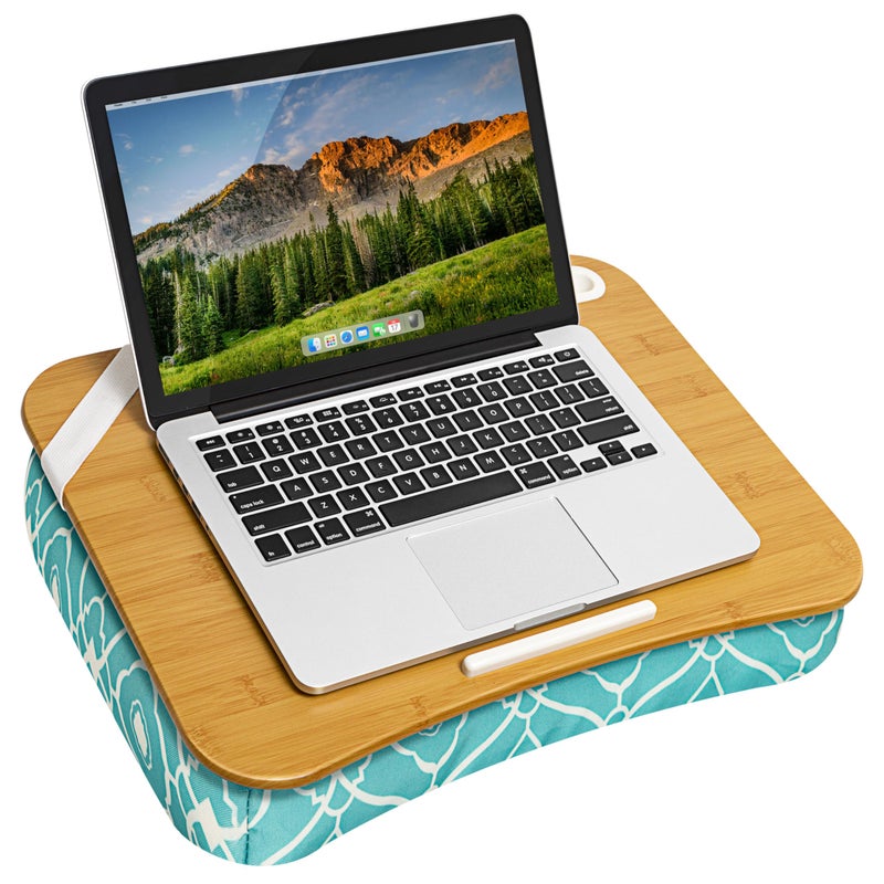 LAPGEAR XL Designer Lap Desk with Phone Holder and Device Ledge - Aqua Trellis - Fits up to 17.3 Inch Laptops - Style No. 45512 - Image 1